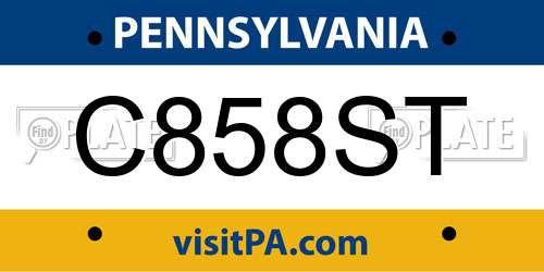 C858ST Pennsylvania License Plate