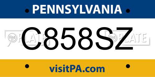 C858SZ Pennsylvania License Plate