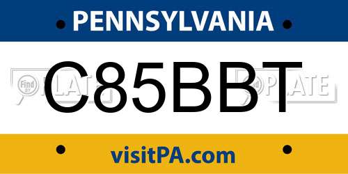 C85BBT Pennsylvania License Plate