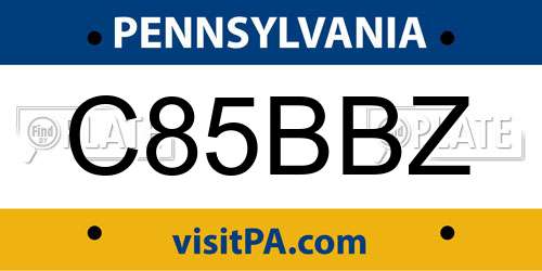 C85BBZ Pennsylvania License Plate