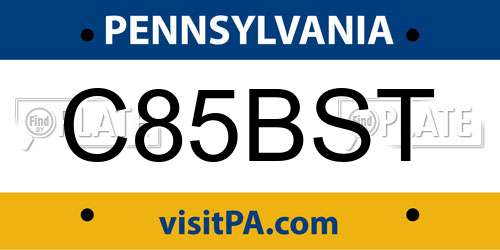 C85BST Pennsylvania License Plate