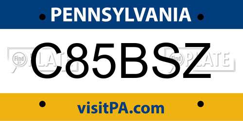 C85BSZ Pennsylvania License Plate