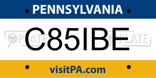 C85IBE Pennsylvania License Plate