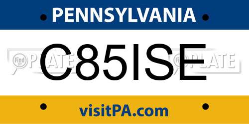 C85ISE Pennsylvania License Plate