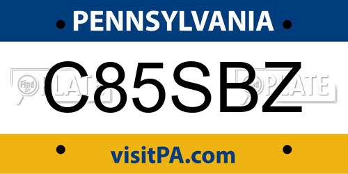 C85SBZ Pennsylvania License Plate