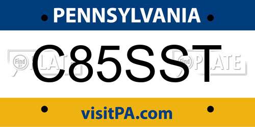 C85SST Pennsylvania License Plate