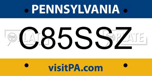 C85SSZ Pennsylvania License Plate