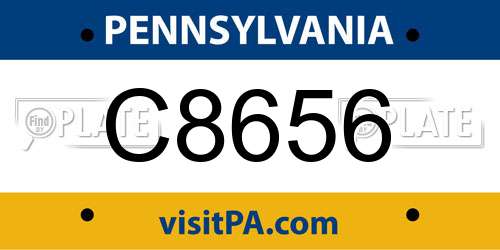 C8656 Pennsylvania License Plate