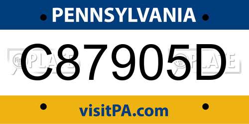 C87905D Pennsylvania License Plate
