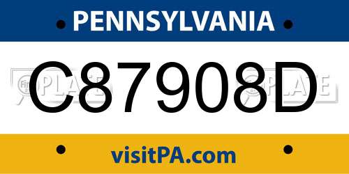 C87908D Pennsylvania License Plate