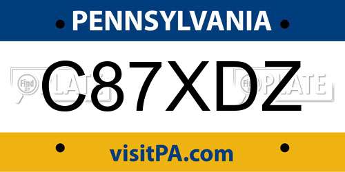 C87XDZ Pennsylvania License Plate