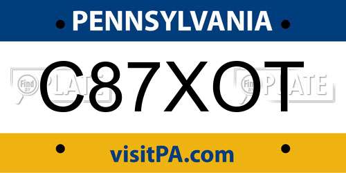 C87XOT Pennsylvania License Plate