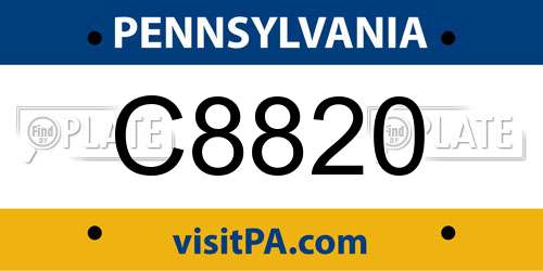 C8820 Pennsylvania License Plate