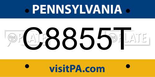 C8855T Pennsylvania License Plate