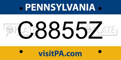 C8855Z Pennsylvania License Plate