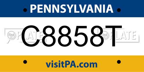 C8858T Pennsylvania License Plate