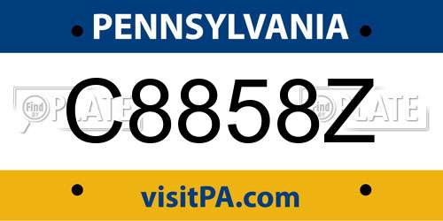 C8858Z Pennsylvania License Plate