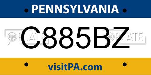 C885BZ Pennsylvania License Plate