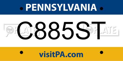 C885ST Pennsylvania License Plate