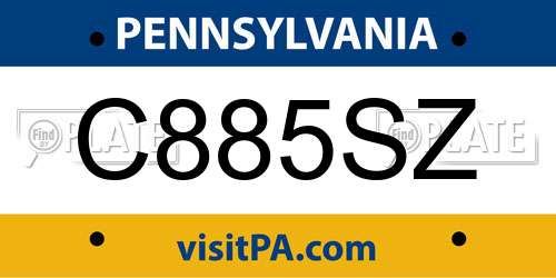 C885SZ Pennsylvania License Plate