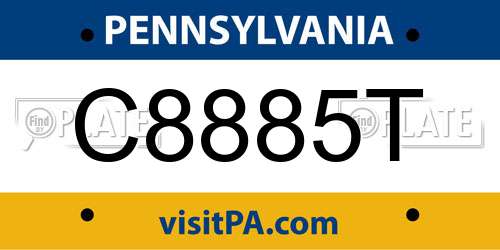 C8885T Pennsylvania License Plate