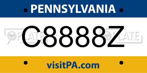 C8888Z Pennsylvania License Plate