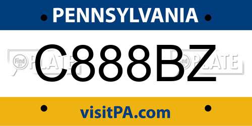 C888BZ Pennsylvania License Plate