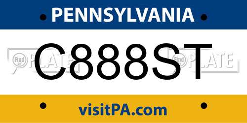 C888ST Pennsylvania License Plate