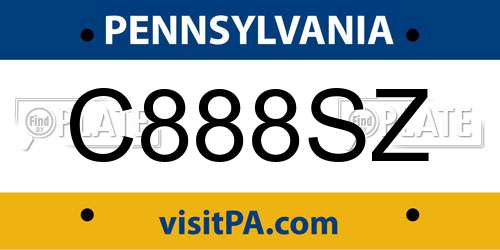 C888SZ Pennsylvania License Plate