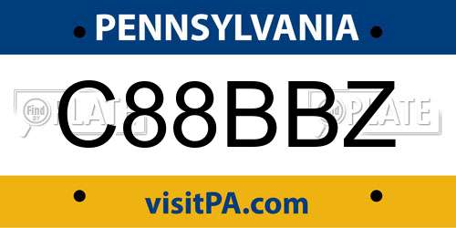 C88BBZ Pennsylvania License Plate