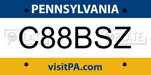 C88BSZ Pennsylvania License Plate