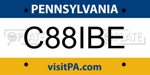 C88IBE Pennsylvania License Plate