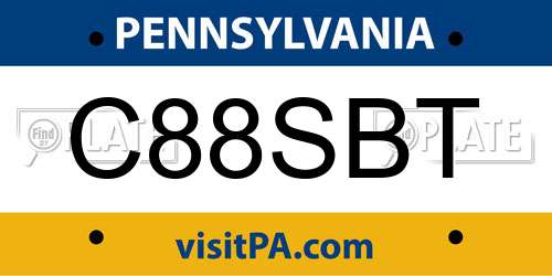 C88SBT Pennsylvania License Plate