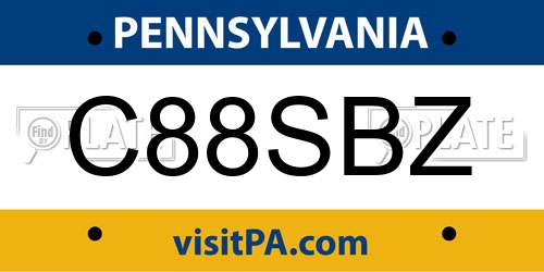 C88SBZ Pennsylvania License Plate