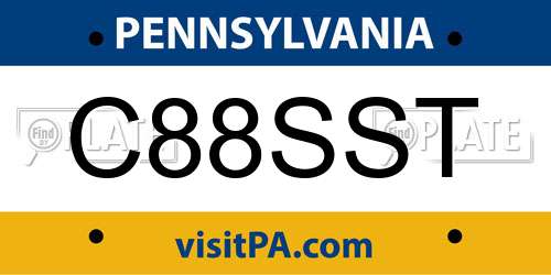 C88SST Pennsylvania License Plate