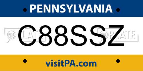 C88SSZ Pennsylvania License Plate