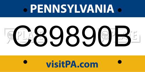 C89890B Pennsylvania License Plate