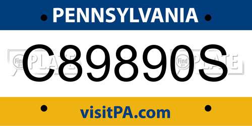 C89890S Pennsylvania License Plate