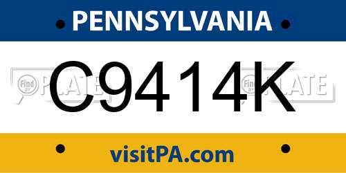 C9414K Pennsylvania License Plate