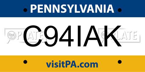 C94IAK Pennsylvania License Plate