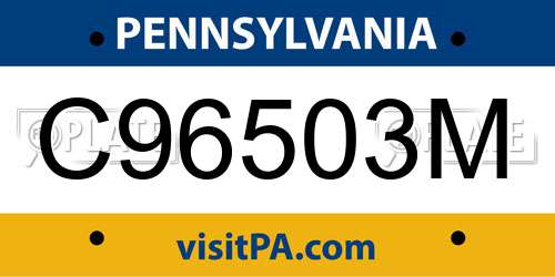 C96503M Pennsylvania License Plate