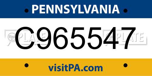 C965547 Pennsylvania License Plate