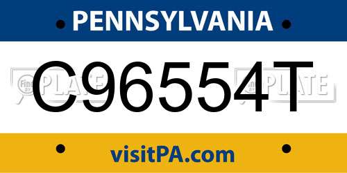 C96554T Pennsylvania License Plate