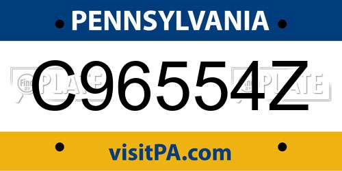 C96554Z Pennsylvania License Plate