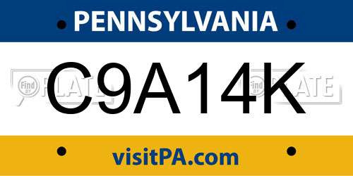 C9A14K Pennsylvania License Plate