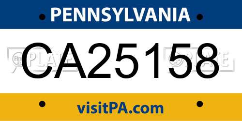 CA25158 Pennsylvania License Plate