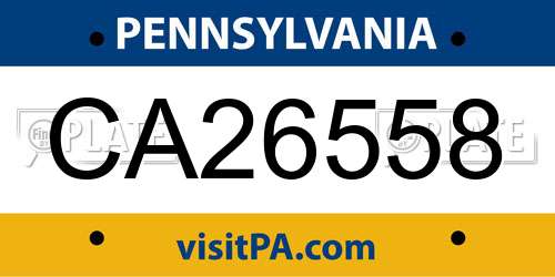 CA26558 Pennsylvania License Plate