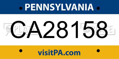 CA28158 Pennsylvania License Plate