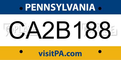 CA2B188 Pennsylvania License Plate