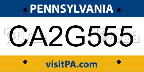 CA2G555 Pennsylvania License Plate